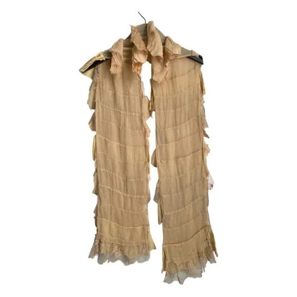 Anthropologie Elizabeth Gillet NYC Ruffle Scarf Boho Ruffle Scarf Cottagecore - Picture 3 of 5